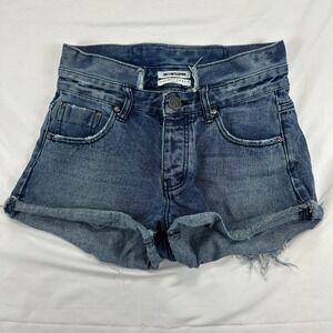 One‎ Teaspoon Bandits Denim Shorts Womens 25 Blue Distressed Button Fly